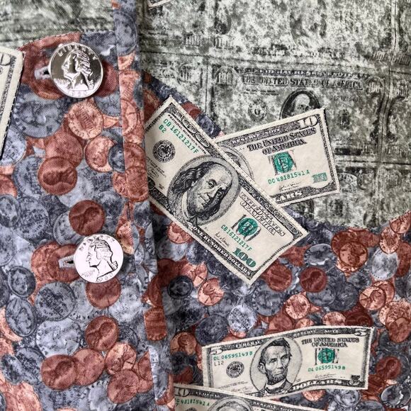 Handmade Money Vest Wearable Art Sz L US Dollar Bills Coins Teacher Accountant - Picture 5 of 9